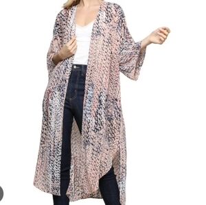 Ninexis Cardigan Womens S/M Open Front Kimono 3/4 Sleeve Flowy Lightweight Boho